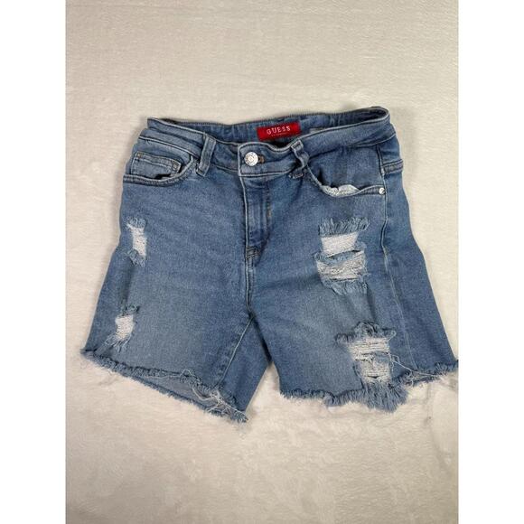 Guess Pants - Guess‎ Distressed Denim Cutoff Shorts Women’s Size 27 Blue Frayed Hem